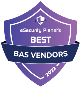 Purple eSecurity Planet Badge: Best Breach & Attack Simulation Vendors 2022.
