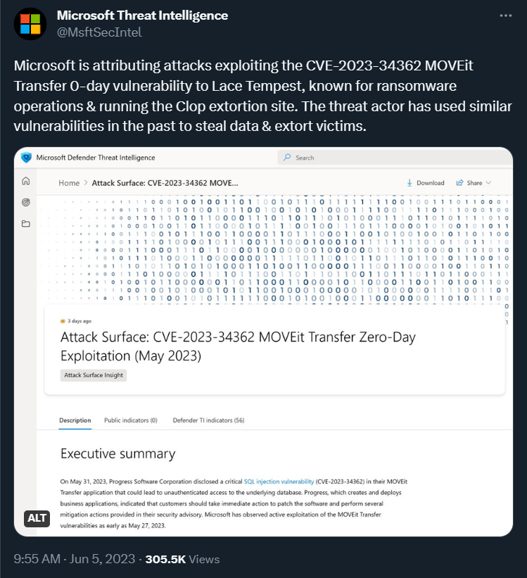 Microsoft Threat Intelligence tweet